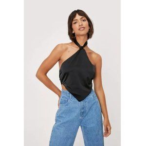 Nasty Gal Satin Knot Detail Halter Cami Top